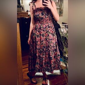 J. Crew Smocked dress in watermark floral print